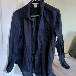 3X$27 Closet Clear Out  H&M Women Charcoal Linen Shirt Black S Great Condition
